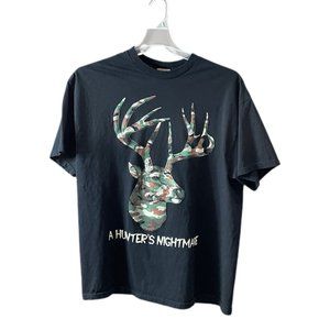 A Hunters Nightmare Camo Buck Hunting Graphic T-Shirt Vintage Mens XL
